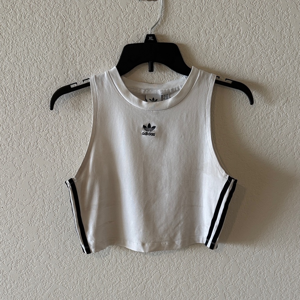 Adidas White Tank with Black Accents